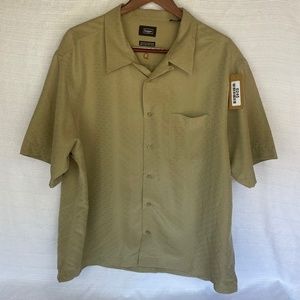 Haggar Men's Size XL Tan Poly Blend Short Sleeve Button Down Shirt #0245